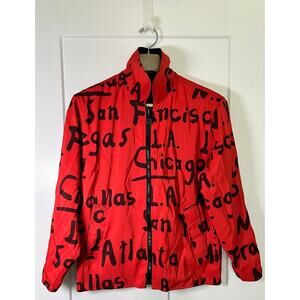 Mycra Pac Tour Reversible Jacket Size 6-8 Womens Red Black Cities